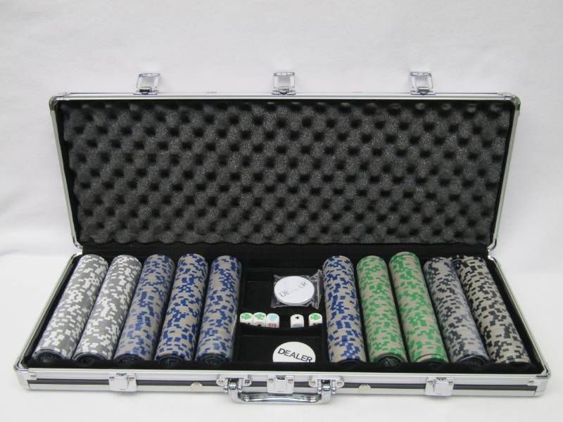 lot 5584 image: Poker Chip- Gambling Set With Metal Case- Some Sealed