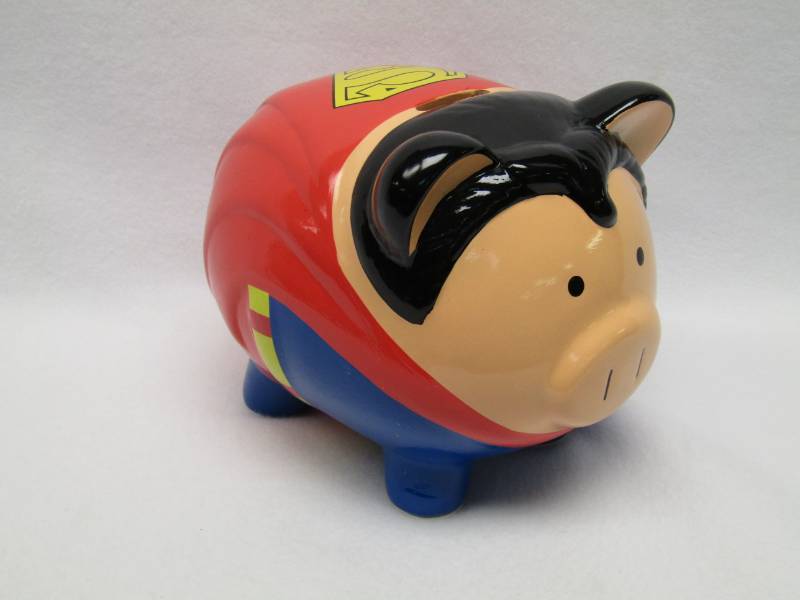 lot 5594 image: SupermanSuperPig   Piggy Bank