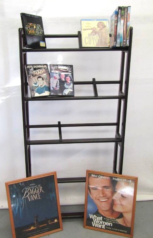 lot 5609 image: DVDs- DVD or CD Rack- Bonus Movie Pictures