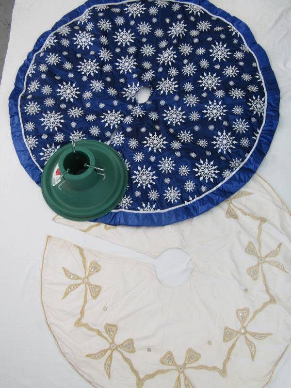 lot 5646 image: Christmas Tree Skirts and Bonus Live Tree Stand