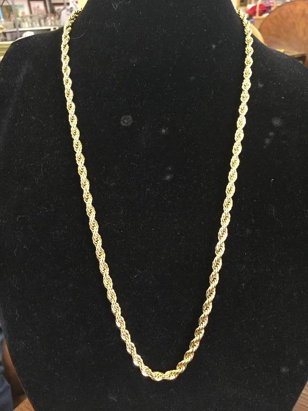 lot 3381 image: 28 18kt gold plated rope chain