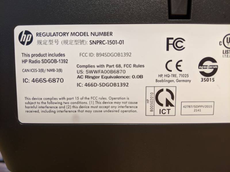 HP Officejet Pro 6978, Print Fax Scan Copy Model SNPRC-1501-01