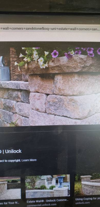 lot 2587 image: unilock estate wall corners 3in sandstone