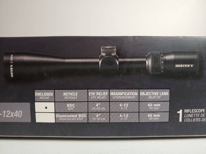 lot 68 image: Herters 4-12-40 BDC Rifle Scope