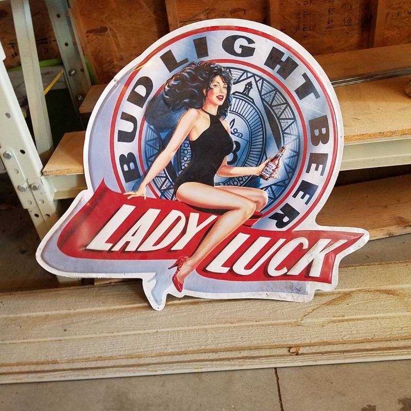 lady luck bud light sign