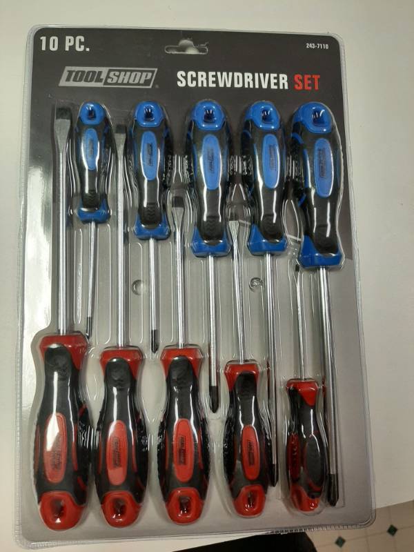 lot 1342 image: 10-piece Screwdriver Set - Chrome Plated Shafts, Soft Grip Handles