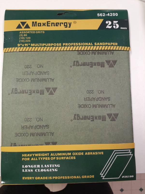lot 1345 image: Lot Of 25 - 9  X 11  Sandpaper Sheets - Multipurpose Contractor - 80 120 220 Grit