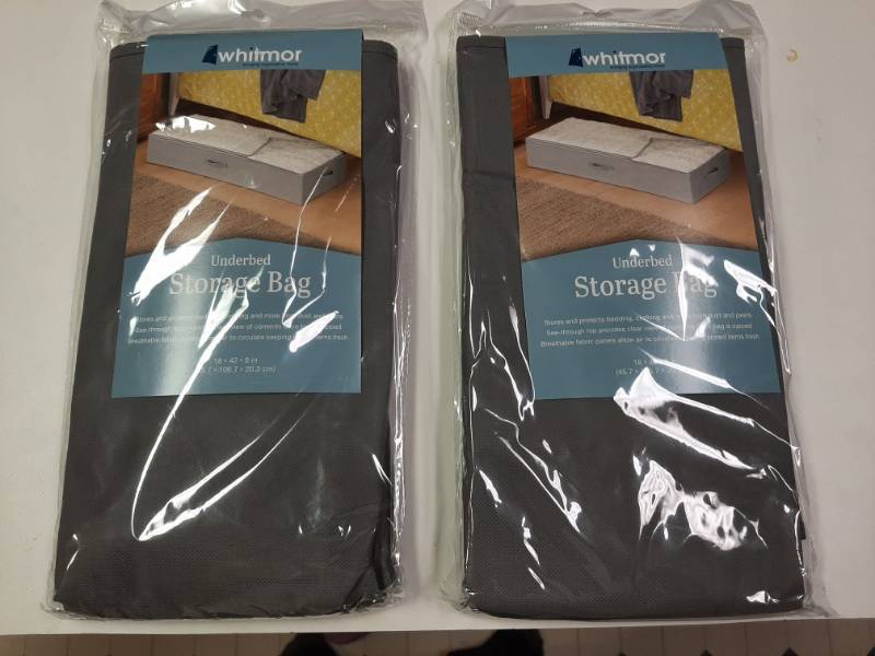 lot 1347 image: Lot Of 2 Whitmor Underbed Storage Bags Gray 42 X 18 X 8in