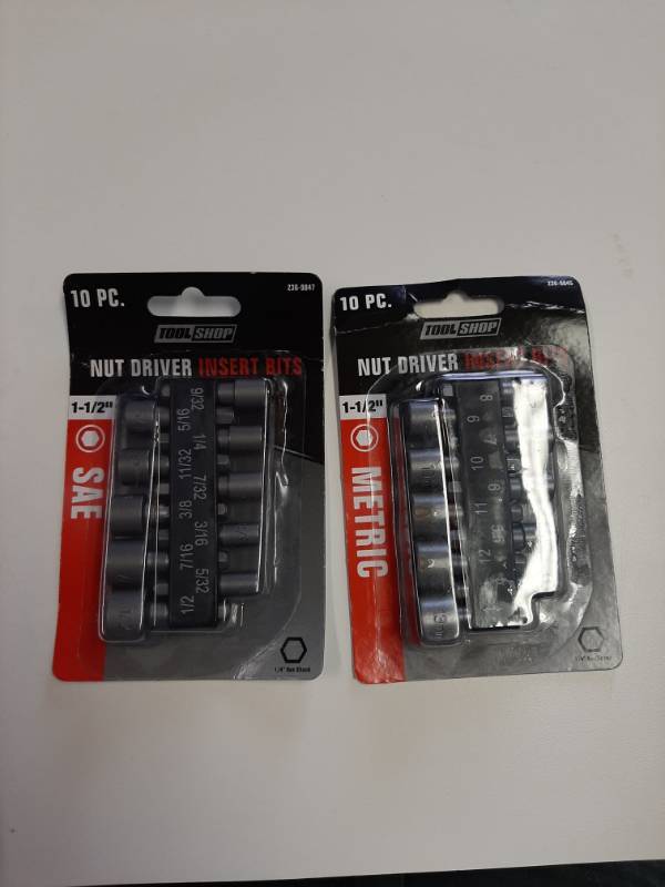 lot 1359 image: (2) Nut Driver Set 10 Piece 14  Hex Shank Steel - SAE and Metric