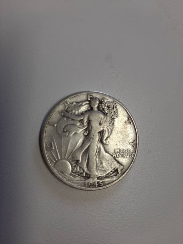 lot 1364 image: 1945-D Walking Liberty silver half dollar