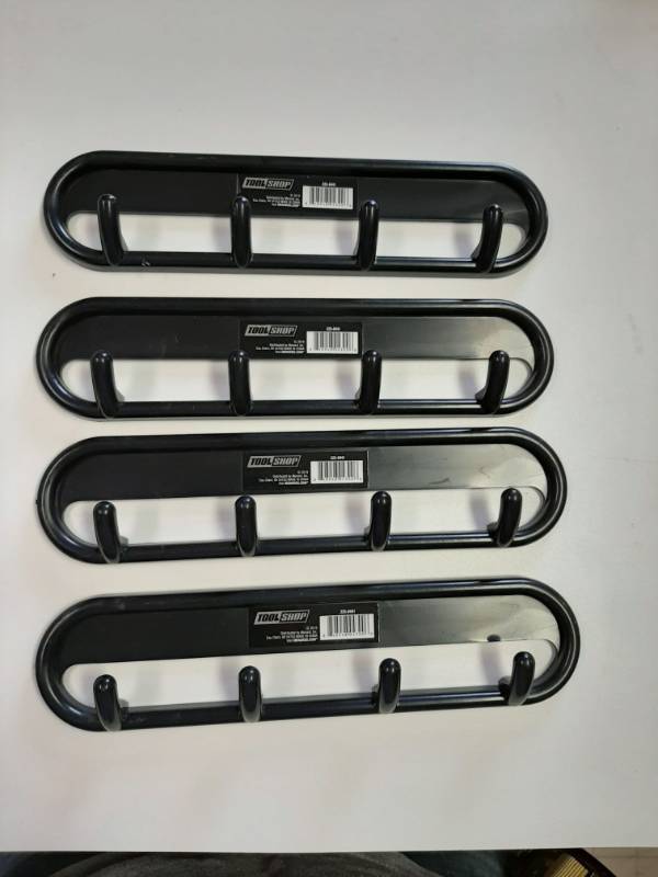 lot 1369 image: (4) 8-inch Self Adhesive Plastic 4-hook Organizer Hanger Black