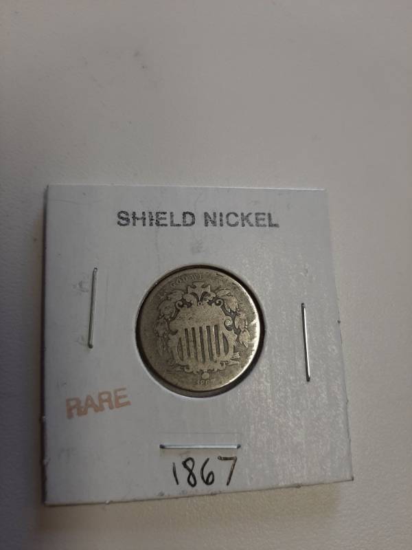 lot 1380 image: 1867 shield nickel