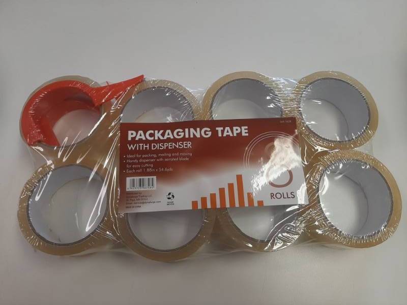 lot 1382 image: 8 Rollspack 1.88  X 54.6yd Packaging Tape With Dispenser
