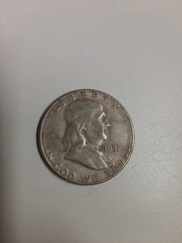 lot 1423 image: 1951-S Franklin silver half dollar