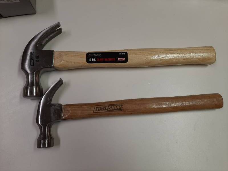lot 1437 image: (2) Tool Shop Curved Claw Hammers - 16oz and 7oz