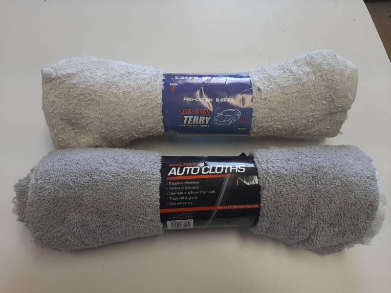 lot 1451 image: (2) 8 Packs Auto Cloths - one Terry Towels and one Microfiber Auto Cloths