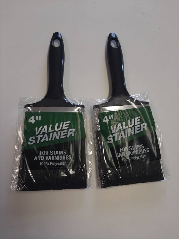 lot 1468 image: Lot of 2 - 4 Value Stain brushes -100% Polyester-stainsvarnishes-indooroutdoor-new