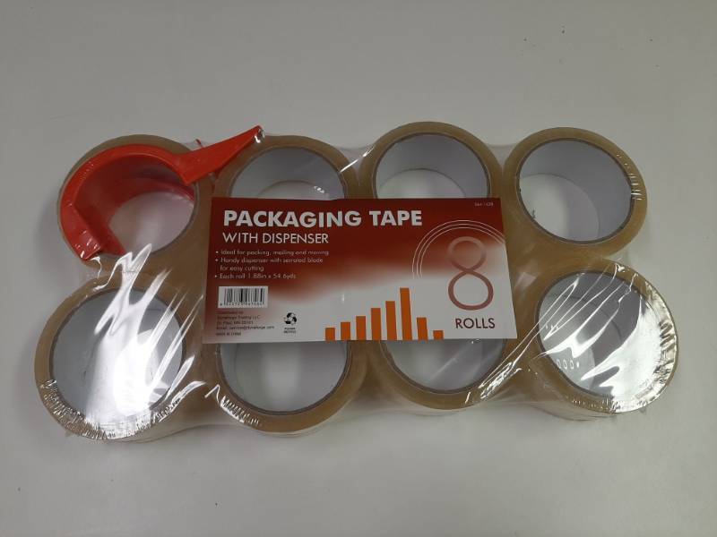 lot 1481 image: 8 Rollspack 1.88  X 54.6yd Packaging Tape With Dispenser