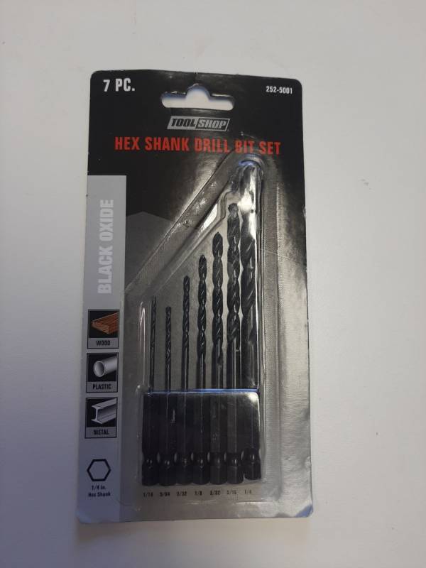 lot 1495 image: Tool Shop Hex Shank Drill Sets - 7 Piece