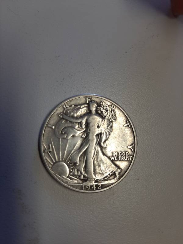 lot 1507 image: 1942-D Walking Liberty silver half dollar