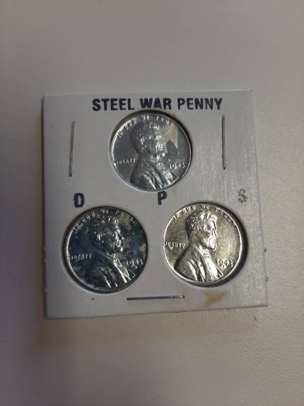 lot 1531 image: 1943 steel war pennies P-D-S mint marks