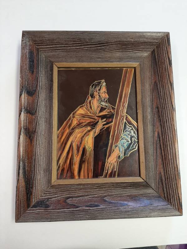lot 1536 image: Framed painting on metal