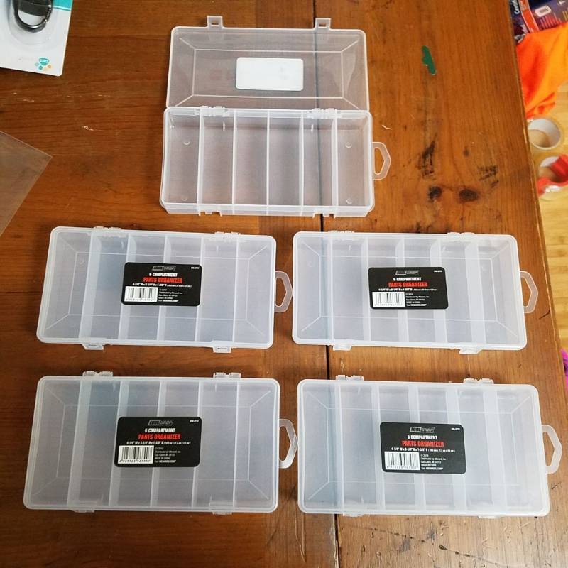 lot 3834 image: (5) 6 compartment Parts organizers