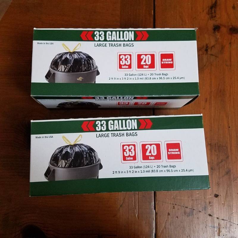 lot 3835 image: two packages of 33-gallon large trash bags - 20 count each