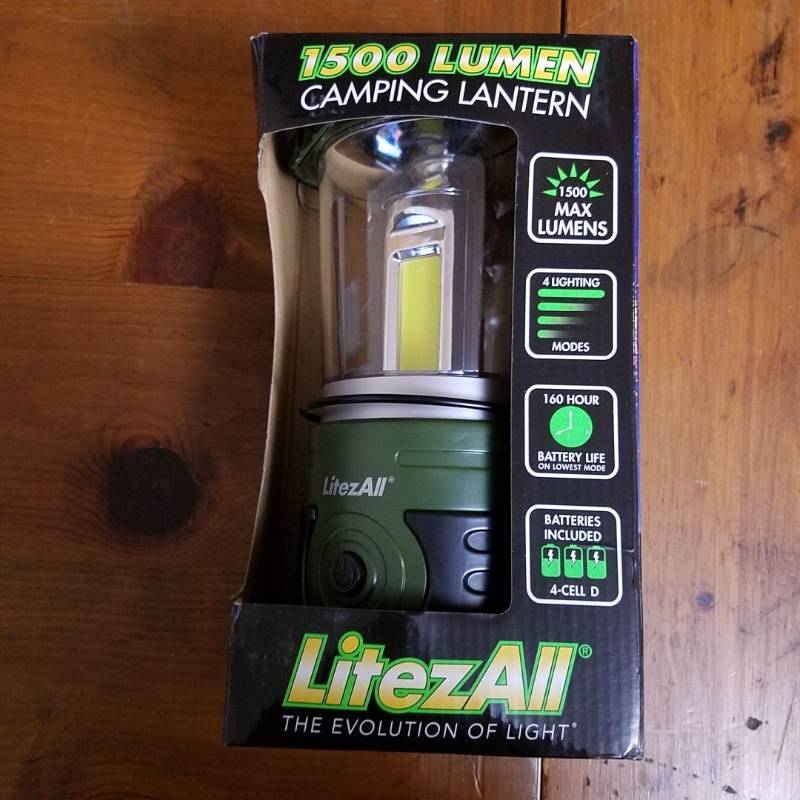 lot 3866 image: Emergency Litezall 1500 Lumen Camping Lantern & 4 Lighting Modes Batteries Incl.