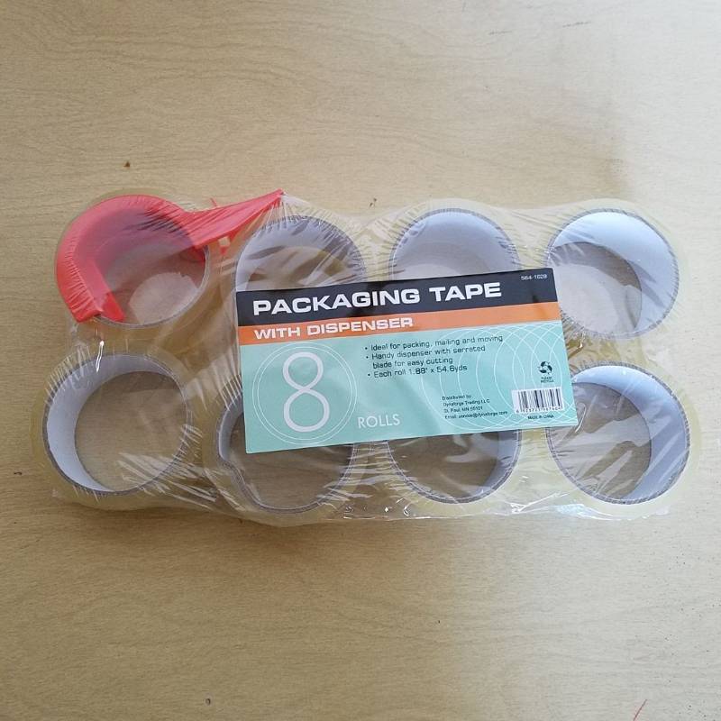 lot 6298 image: 8 Rollspack 1.88  X 54.6yd Packaging Tape With Dispenser