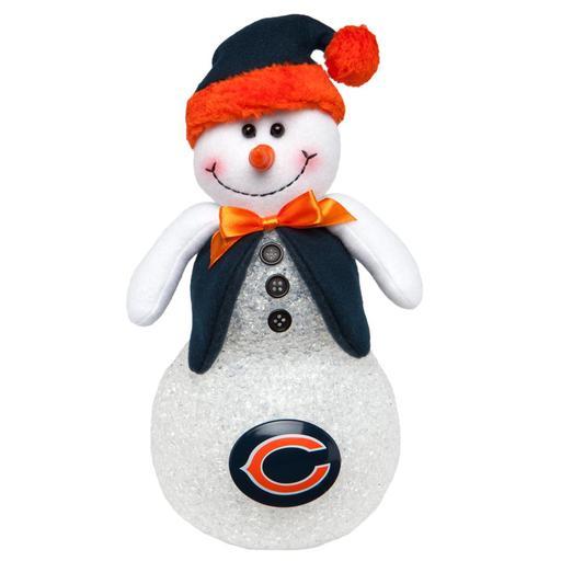 lot 2499 image: Chicago Bears LightUp Tabletop Snowman plus team dish gloves