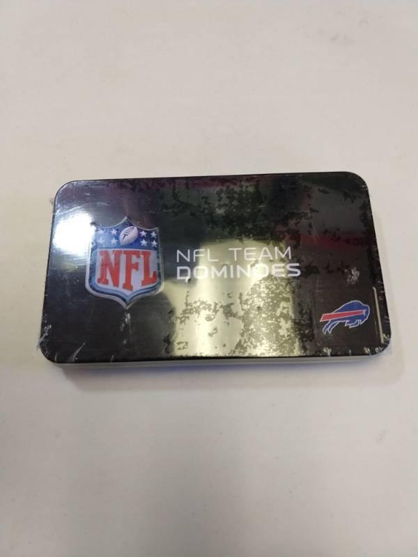lot 2539 image: Nflteam Dominoes Buffalo Bills 28 Double Six Domino Set In Collectible Tin Box