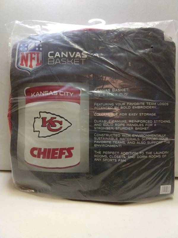 lot 2640 image: Nfl Kansas City Chiefs Canvas Laundry Basket Hamper Collapsible