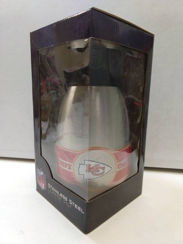 lot 2642 image: Kansas City chiefs 68 Oz double wall stainless steel coffee pot