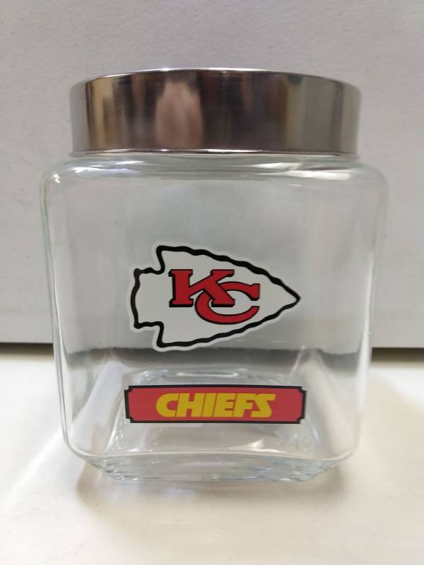 lot 2643 image: Kansas City chiefs medium glass canister