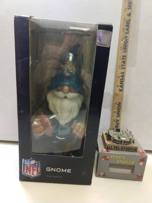 lot 2859 image: Collectibles Team Gnome, Jacksonville Jaguars plus a stadium replica