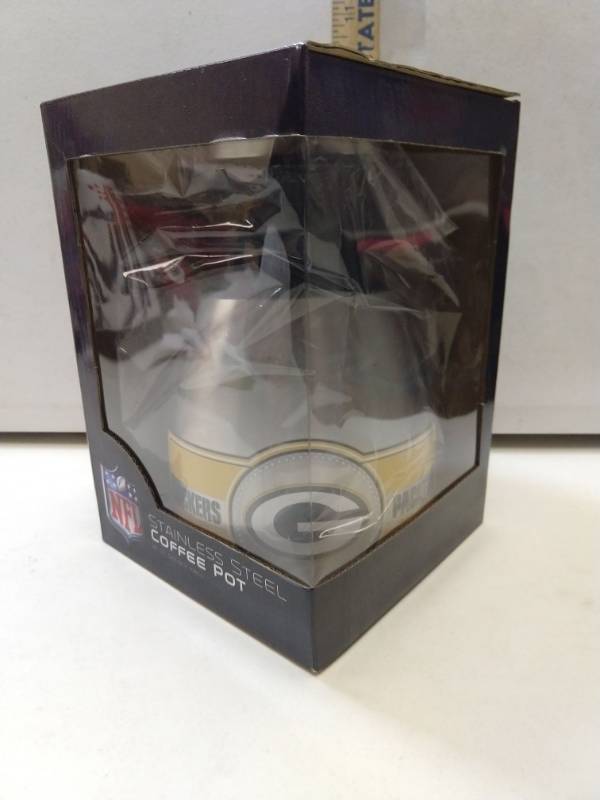 lot 2889 image: Green Bay Packers 34 Oz double wall stainless steel coffee pot