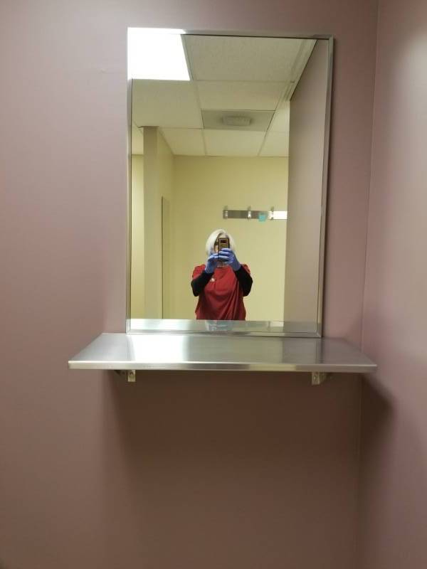 lot 8695 image: Wall Mount SS  Shelf and Mirror