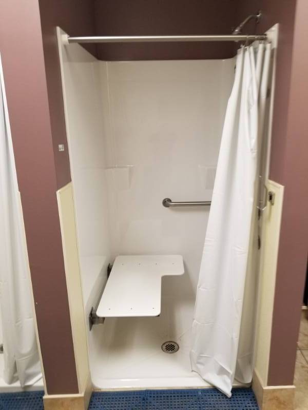 lot 8699 image: Shower Stall wFixtures, Stool and Curtain