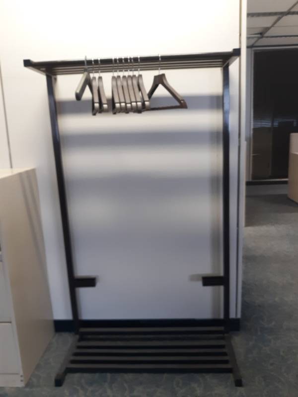 lot 8775 image: Metal Coat Rack with  Upper Shelf