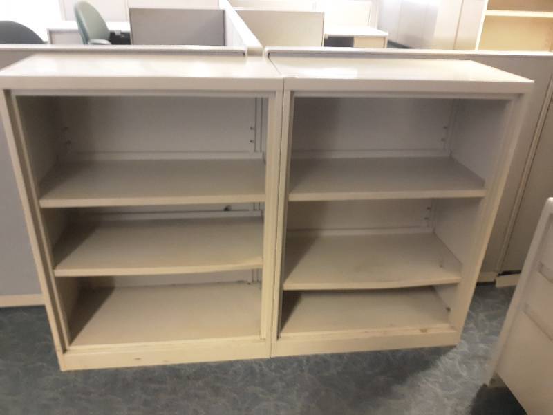 lot 8780 image: Two Metal 3 Shelf Filing Cabinets