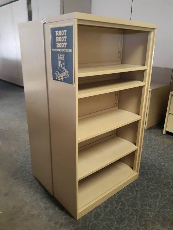lot 8785 image: Book Shelf and 5 Drawer Lateral Filing Cabinet