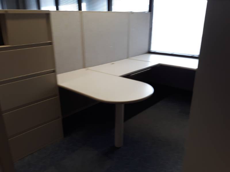lot 8854 image: U-Shaped Cubicle, Lateral Filing Cabinet, Metal Bookcase
