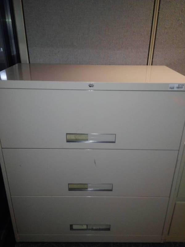 lot 8729 image: 3 Drawer Lateral Filing Cabinet