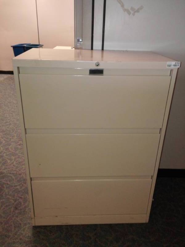 lot 8763 image: 3 Drawer Lateral Filing Cabinet