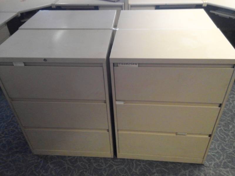 lot 8883 image: Four 3-Drawer Lateral Filing Cabinets