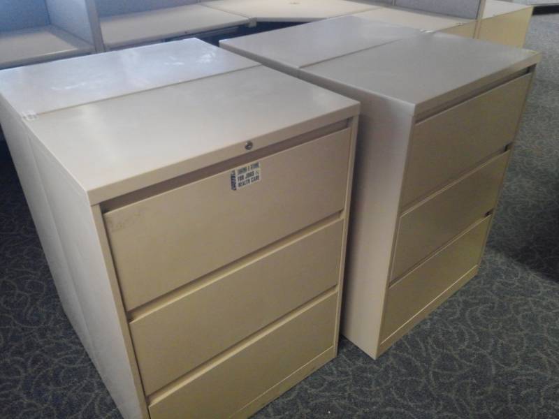 lot 8890 image: Four 3-Drawer Lateral Filing Cabinets
