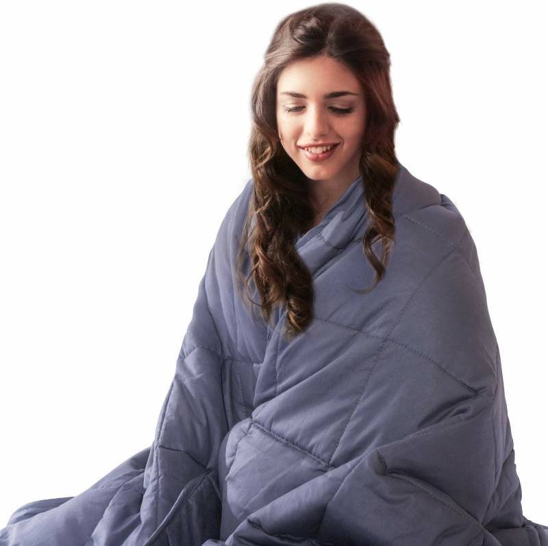 lot 16129 image: COLERLINE Weighted Blanket for Adults - 80x 87, 25lbs, 100% Breathable Soft Cotton Heavy Blanket�with Glass Beads - Dark Grey