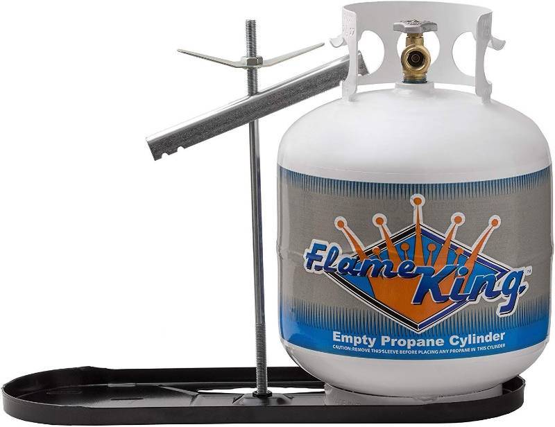 lot 16130 image: Flame King Dual RV Propane Tank Cylinder Rack for RVs and Trailers for 20lb Tanks - KT20MNT