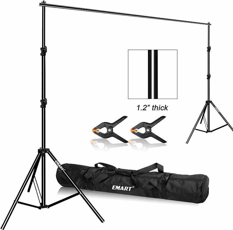 lot 16134 image: Emart Photo Video Studio 9.2 x 10ft Heavy Duty Background Stand Backdrop Support System Kit with Carry Bag for Photography